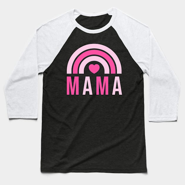 Mom and Daughter Matching Valentines Day Mama Mini Rainbow Heart Baseball T-Shirt by PodDesignShop